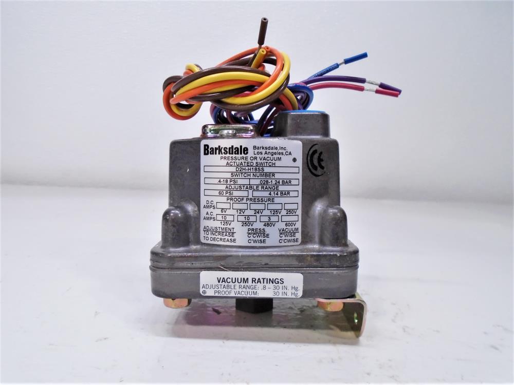 Barksdale D2H-H18SS Pressure or Vacuum Actuated Switch